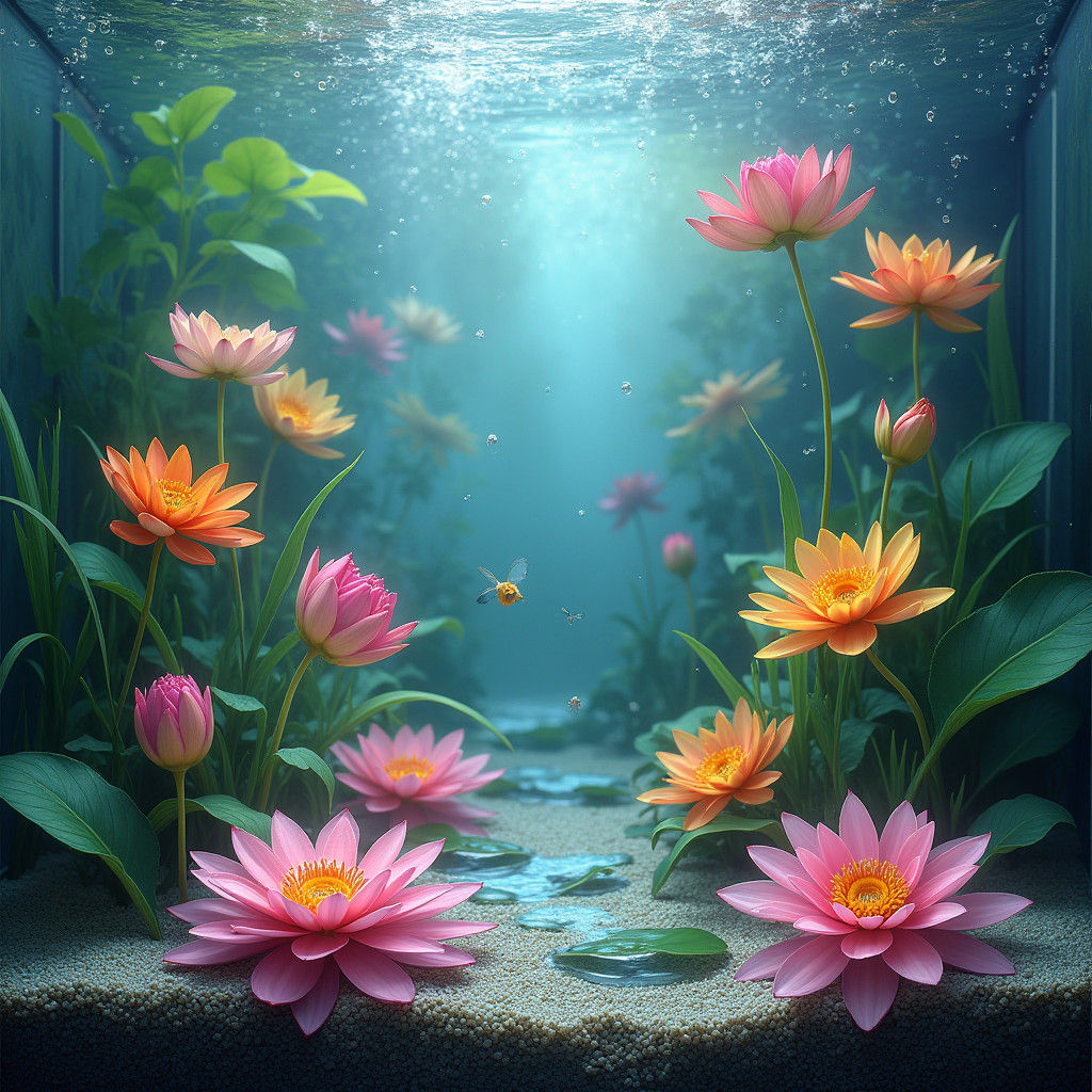 Floral Display in Aquarium Tank