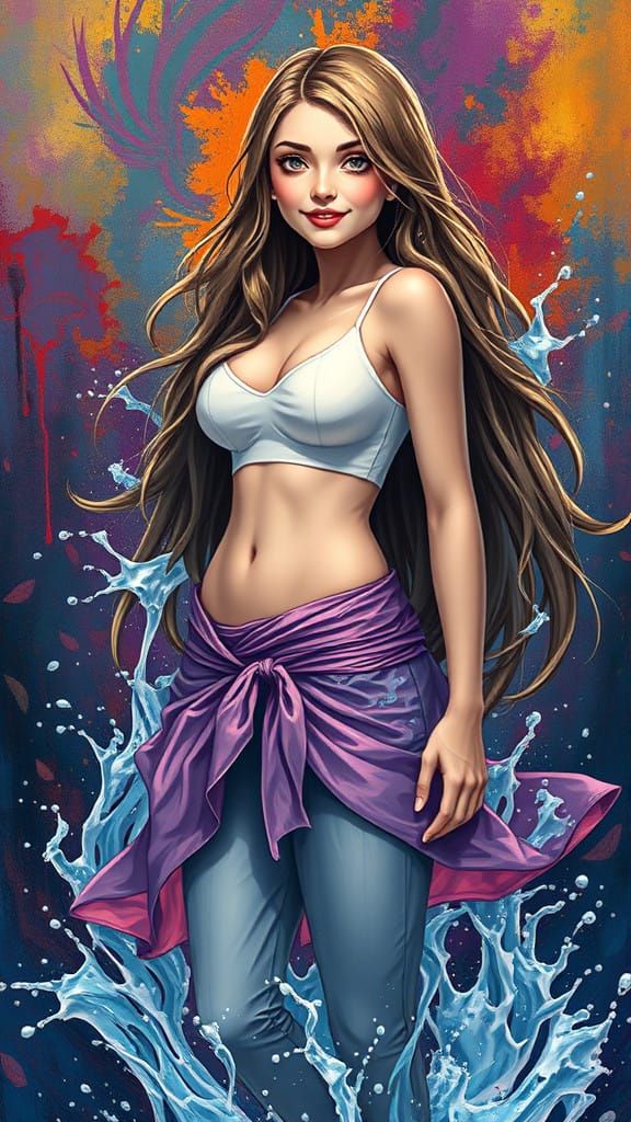 Water Goddess in Splashing Colors