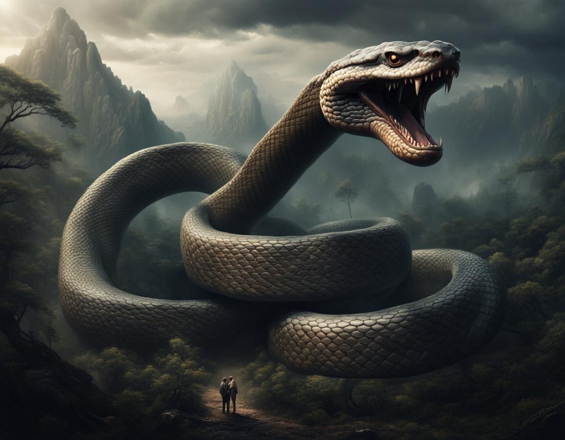 Epic Giant Snake Digital Matte Painting