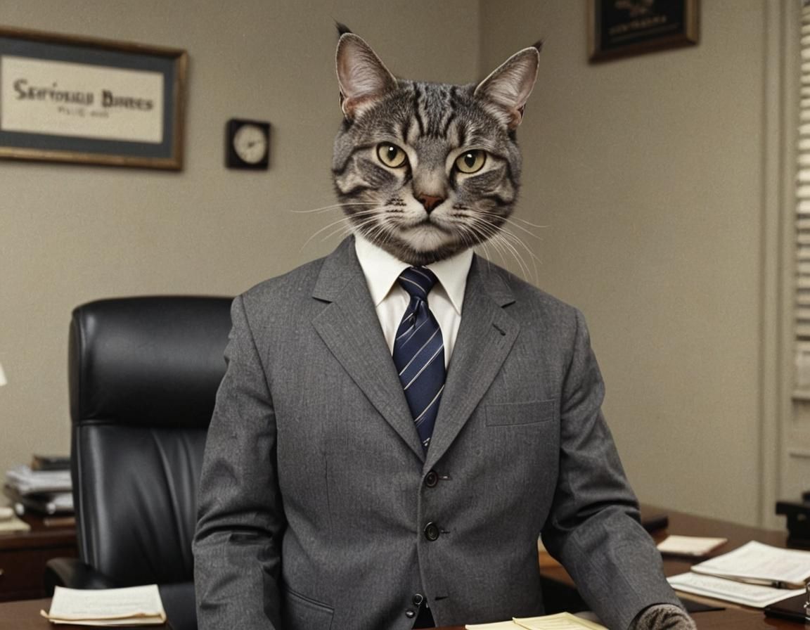 Cat in Suit: Serious Business Portrait