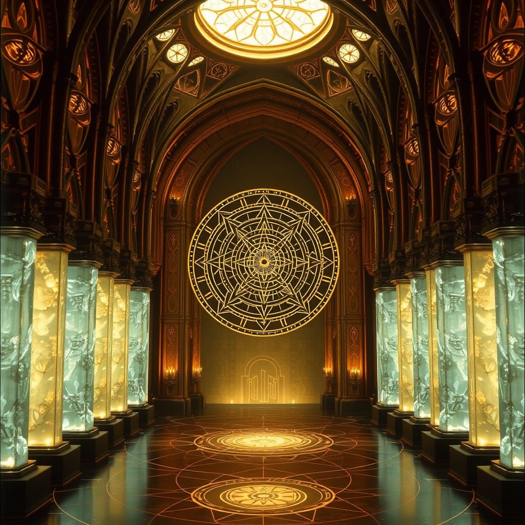 Cathedral-Void Temple with Crystal Circuitry