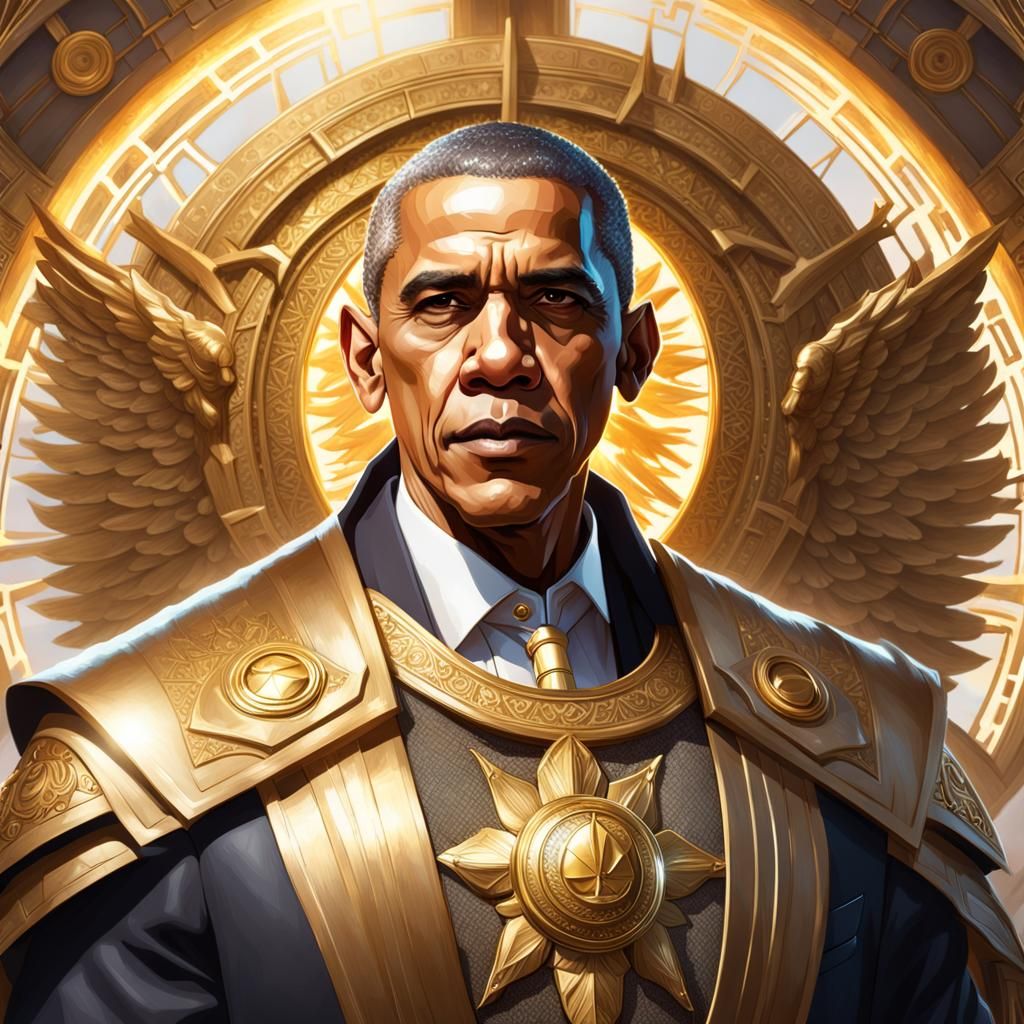 Obama as Luminous Paladin: Hyperdetailed Concept Art