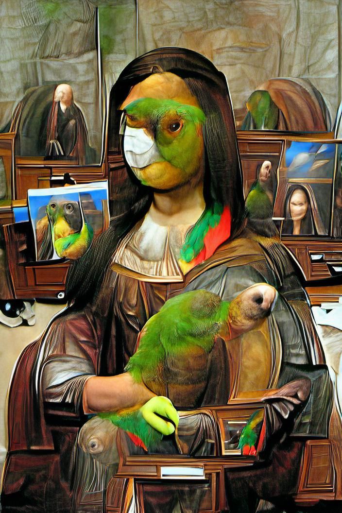 Mona Lisa Reimagined: Parrot Portrait in Renaissance Style