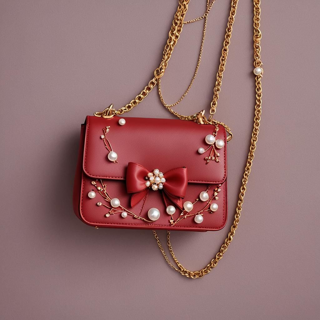 Elegant Crimson Shoulder Bag in 3D Anime Style
