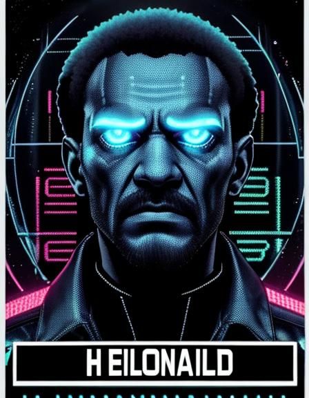 Holographic Alien Wanted Poster in Cyberpunk Style