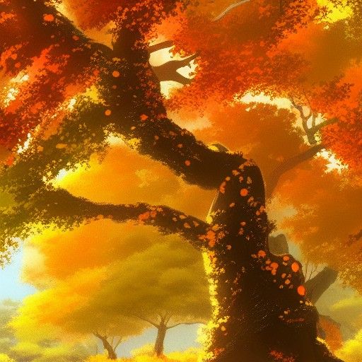Autumn Tree in Anime Style by Makoto Shinkai