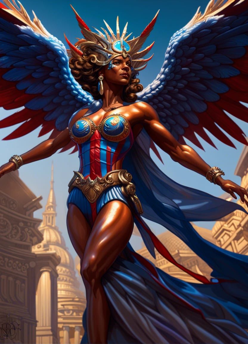 Winged Lady Freedom Concept Art in 8k Resolution