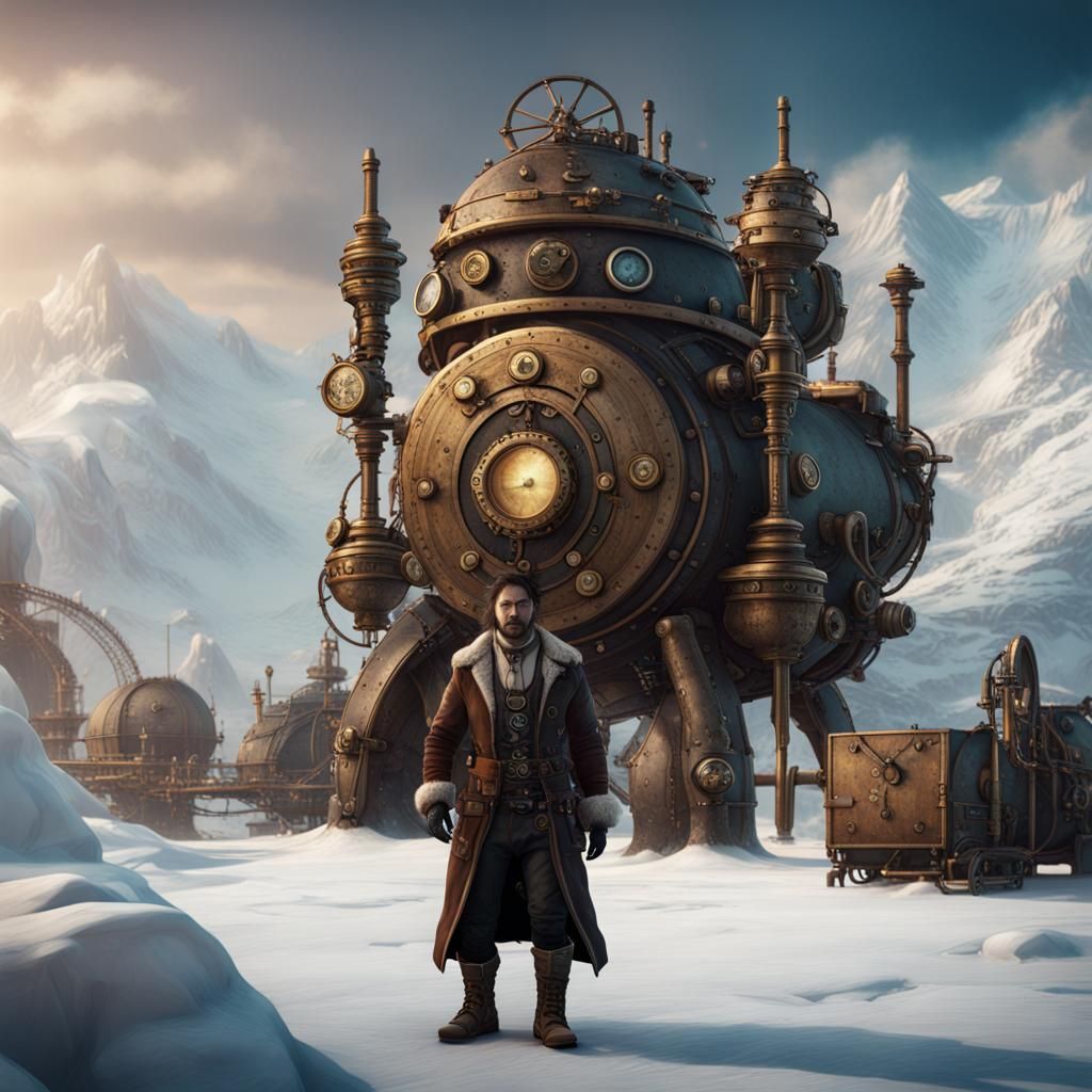 Steampunk Inuit in Detailed Matte Painting Style