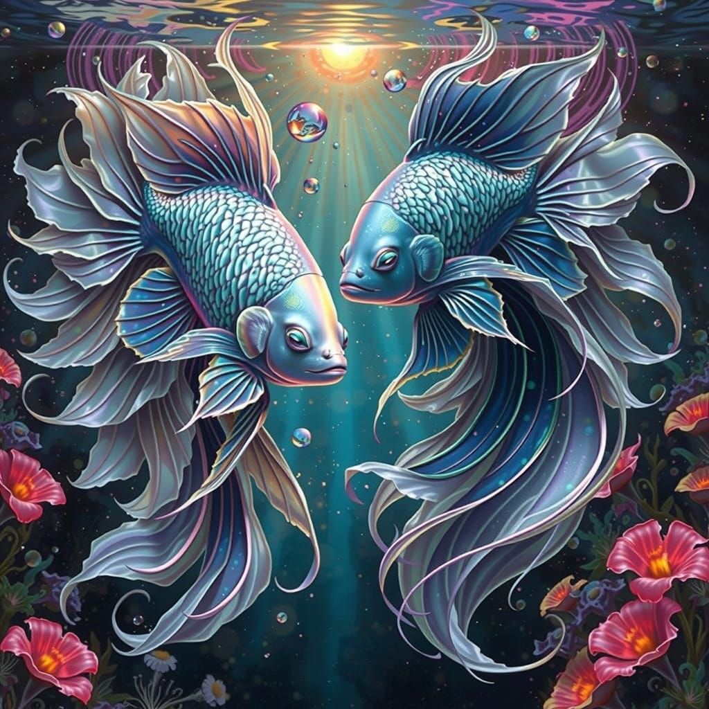 Metallic Tropical Fish in Ethereal Aquatic Elegance