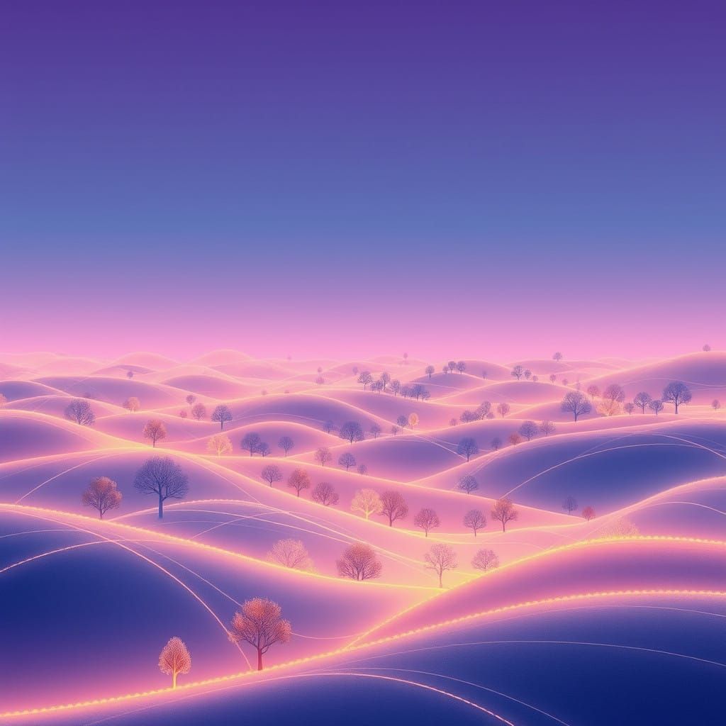 Ethereal Landscape in Glowing Lines