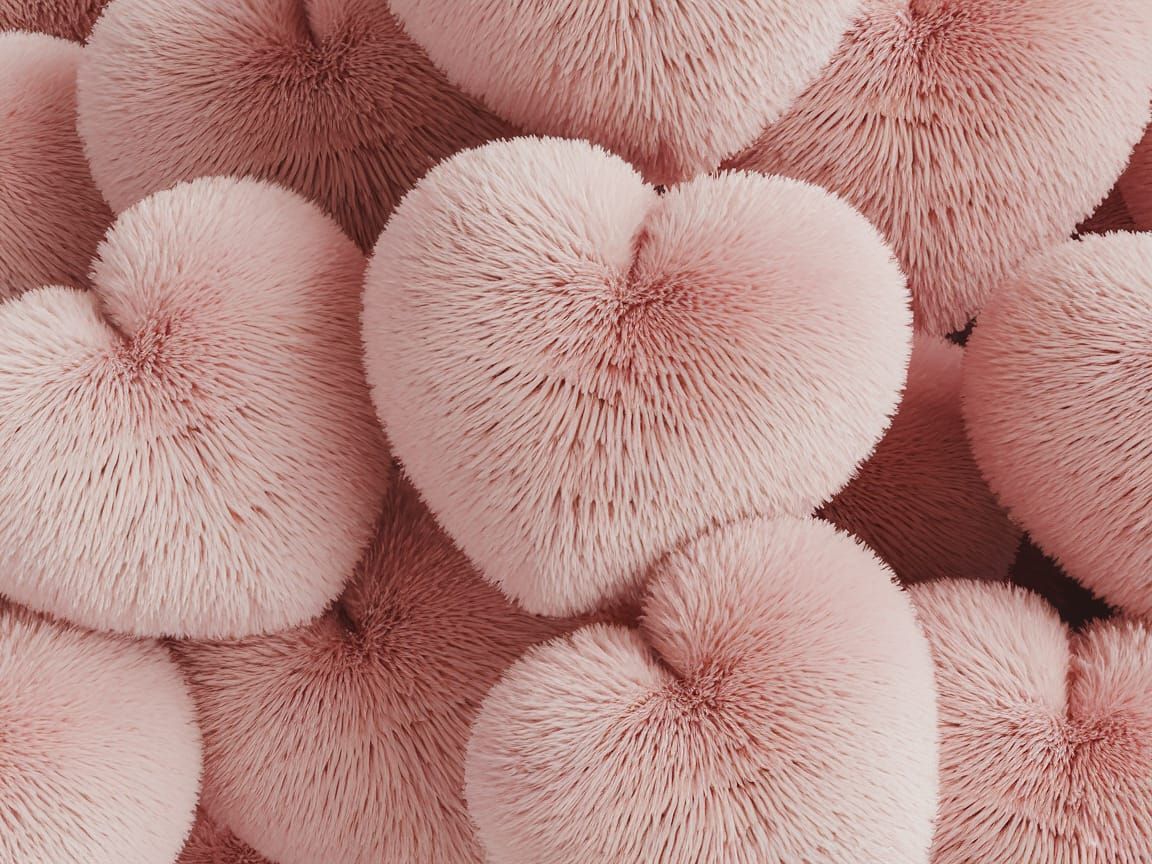 Pastel Pink Heart Pillows with Faux Fur Texture