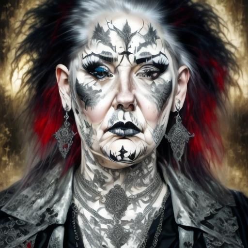 Detailed Portrait of an Old Goth Man