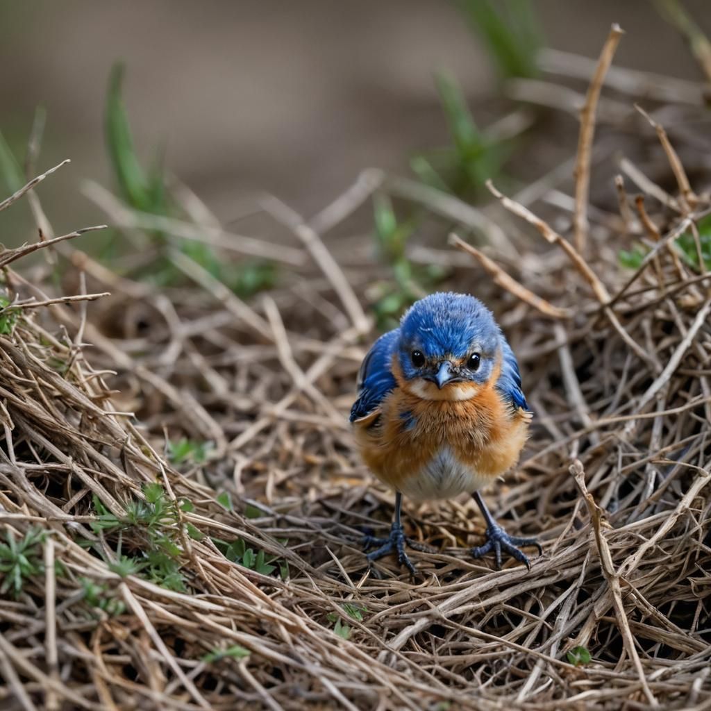 Macro Photograph of a Bluebird Chick