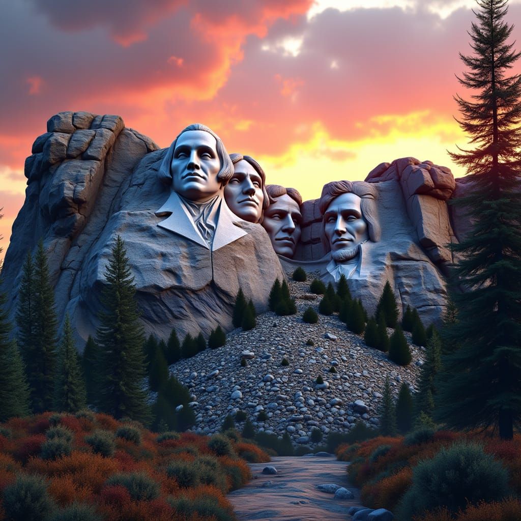 Whimsical Donkey Heads Adorn Majestic Mount Rushmore Landsca...
