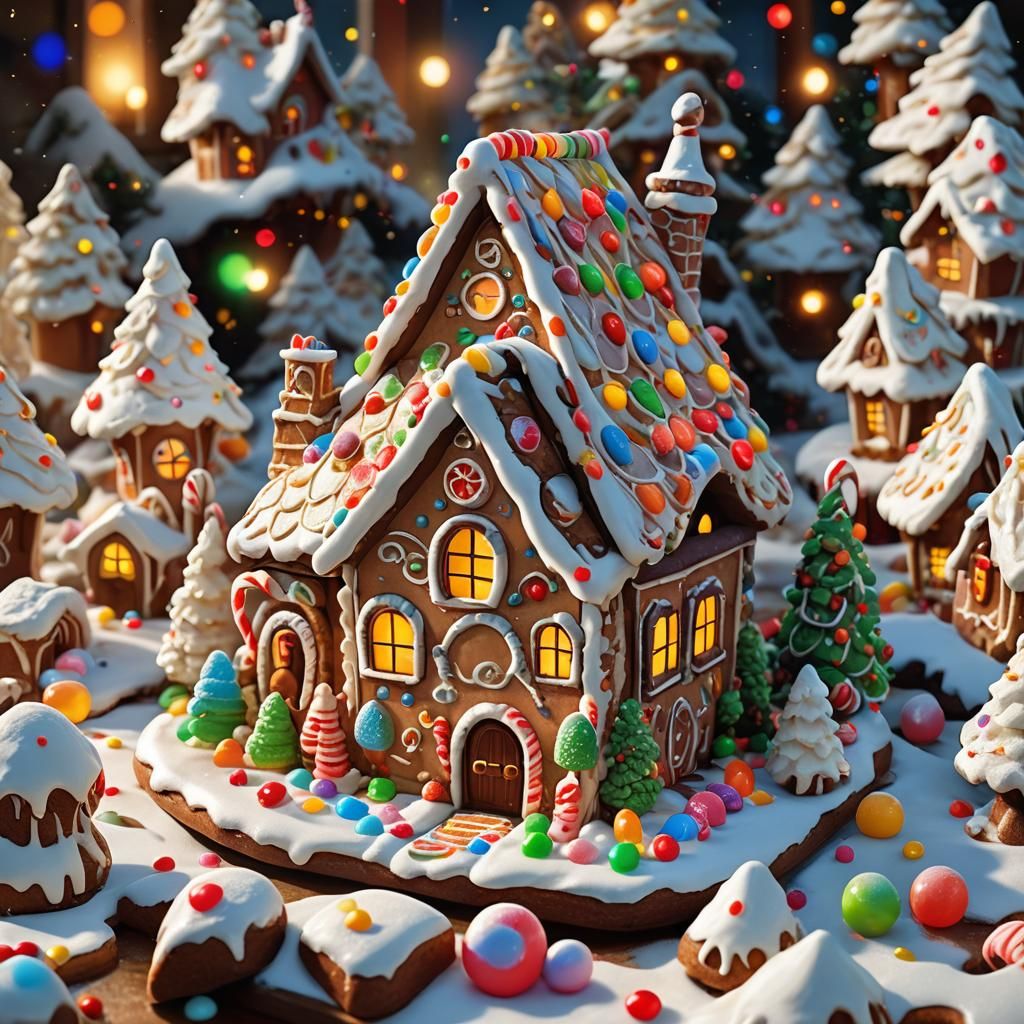 Hyperrealistic Gingerbread House Concept Art