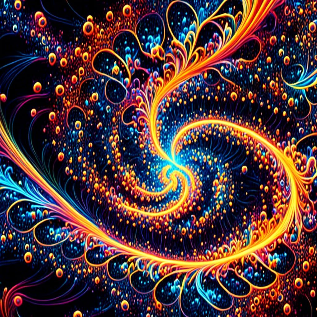 Neon Spiraling Droste Effect Fractal Art