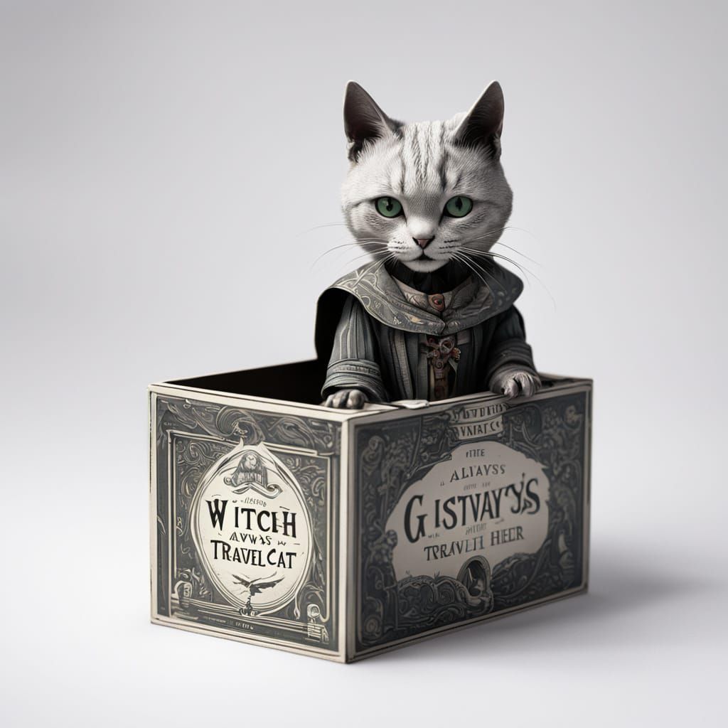 A Witch's Traveling Box in Minimalist 3D Style