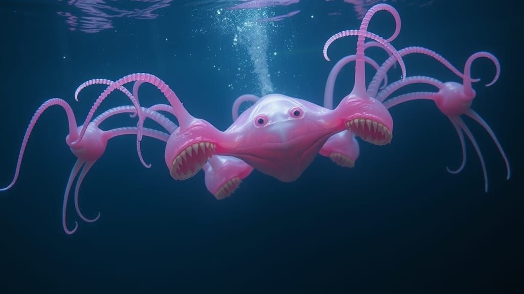 Ethereal Underwater Alien Creature in Dark Surrealism Style