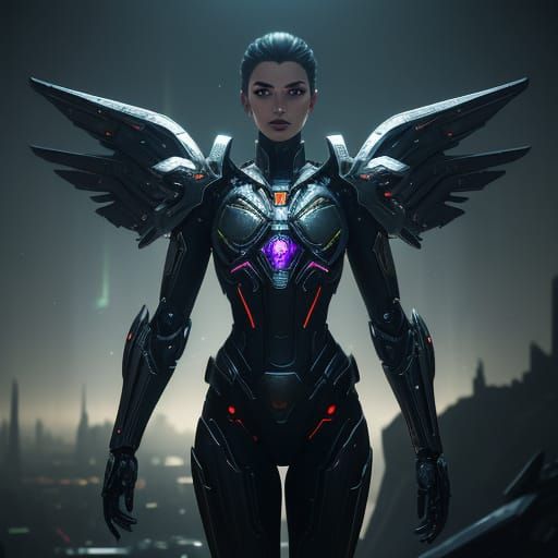 Cinematic Female Angel and Devil Lovers in Epic Sci-Fi Art