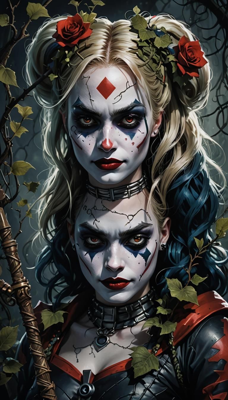 Harley Quinn Awakening in Dark Fantasy Art