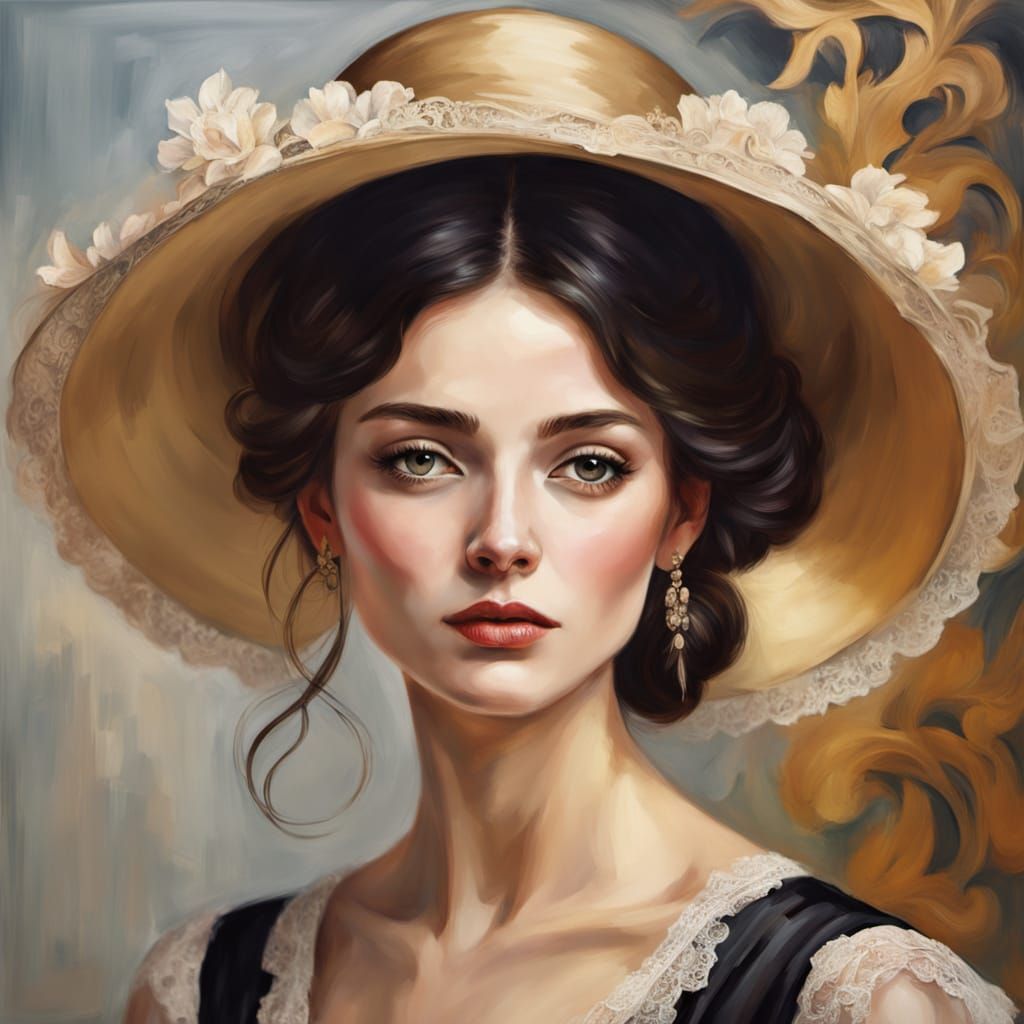 Elegant Lady in French Art Nouveau Style