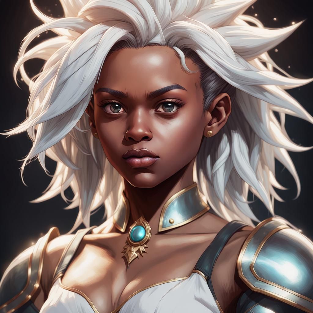 Gothic Super Saiyan Portrait in Hyperdetailed Digital Art