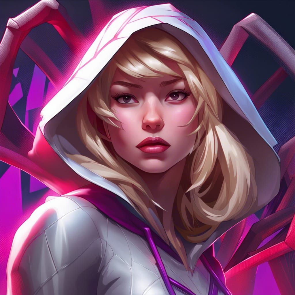 Spider-Gwen Portrait in Sony Animation Style