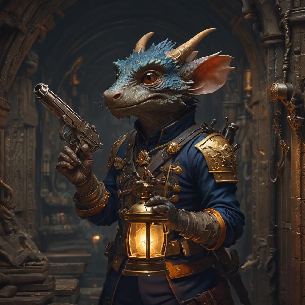 Kobold in Navy Uniform with Flintlock Pistol