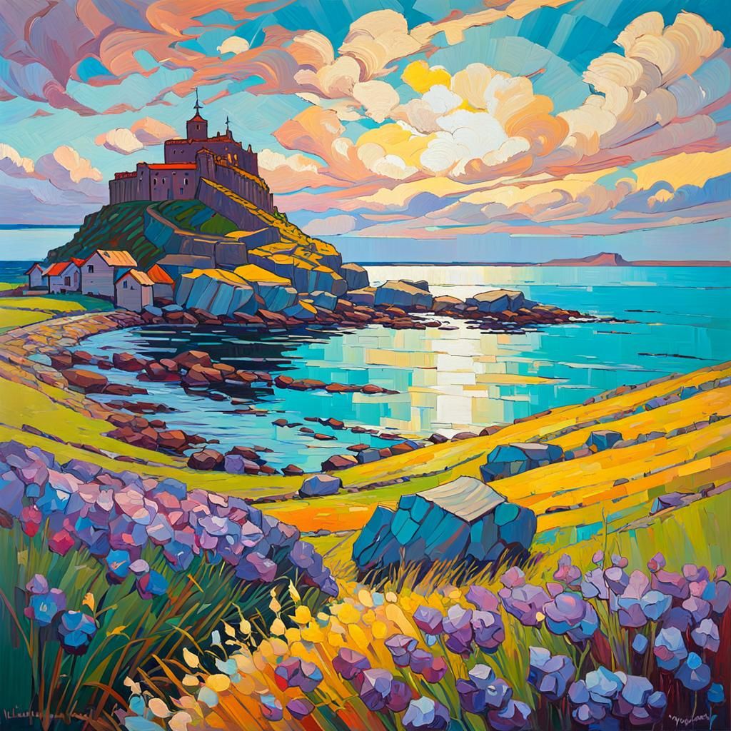 Lindisfarne Storm: Impressionistic Oil Painting