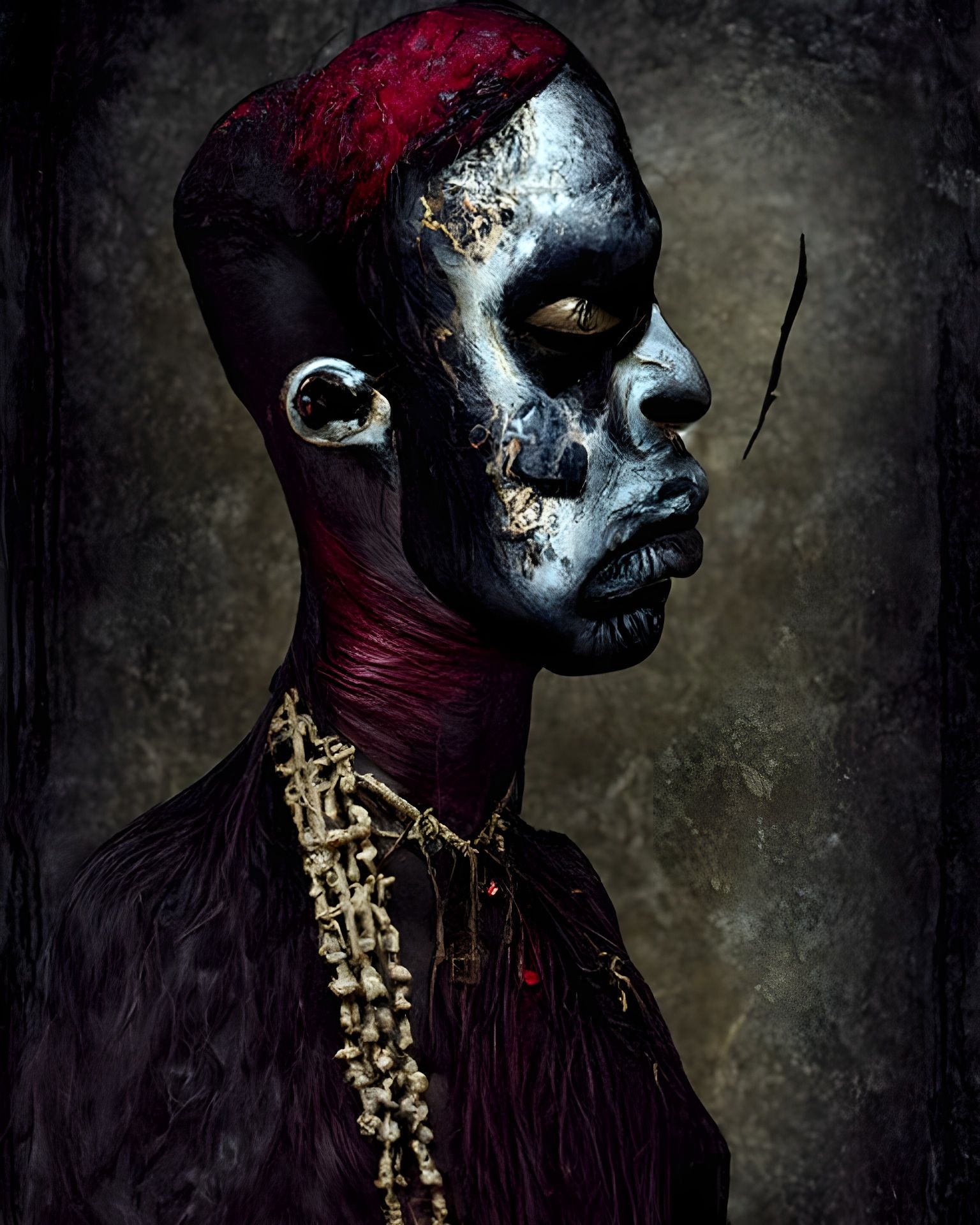 Sinister Gothic Portrait of Voodoo Priest in Dark Colors