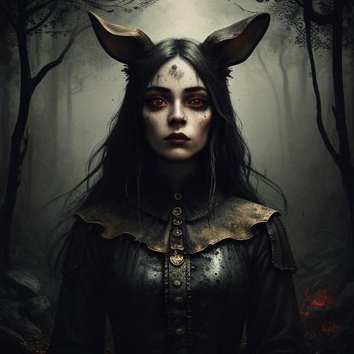 Rabbit in Lovecraftian Forest: Heroic Action Painting