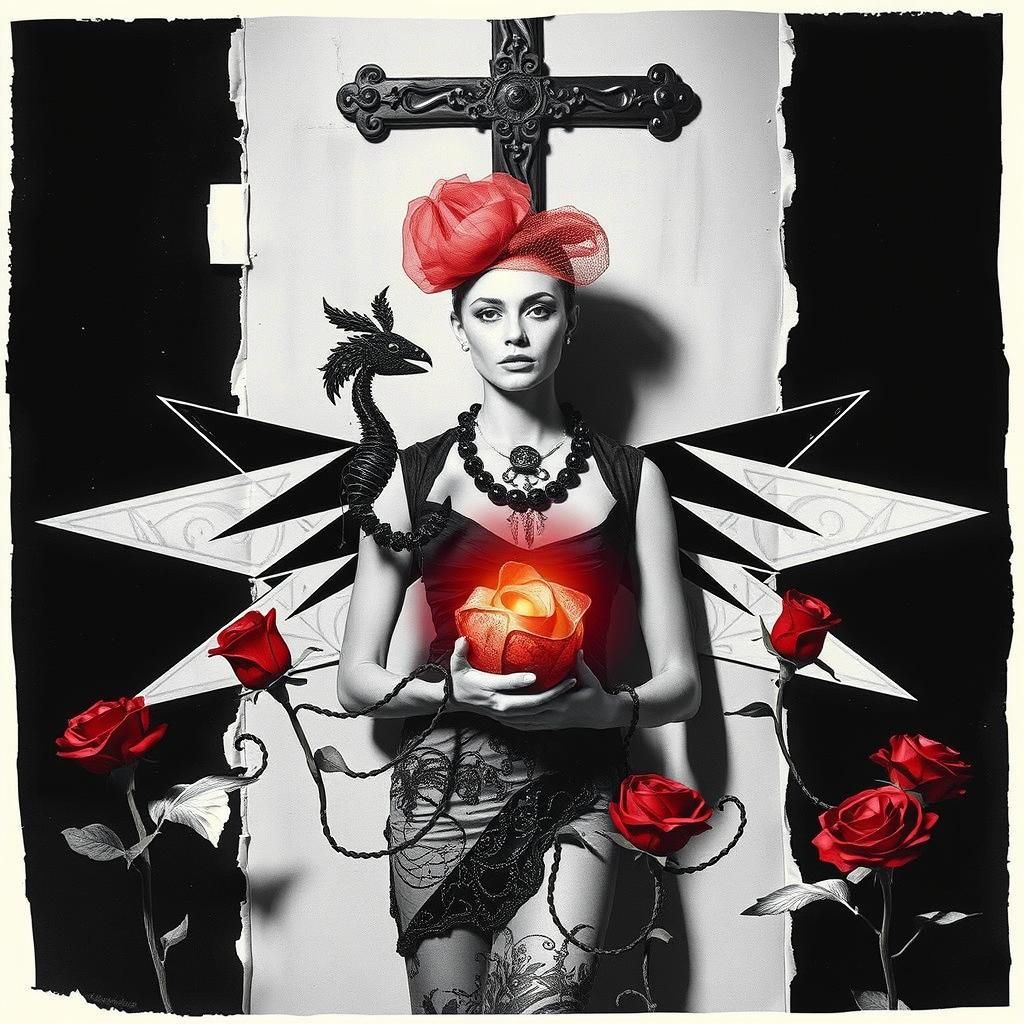 Model in Scarlet Hat: Black and White Fashion Photography