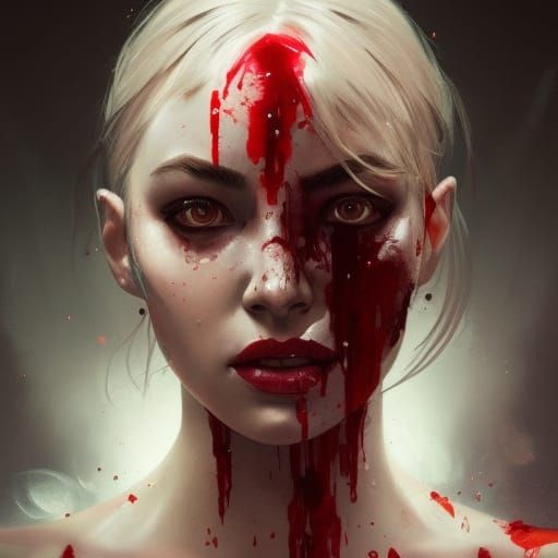 Bloody Lady Portrait in Hyperdetailed Style