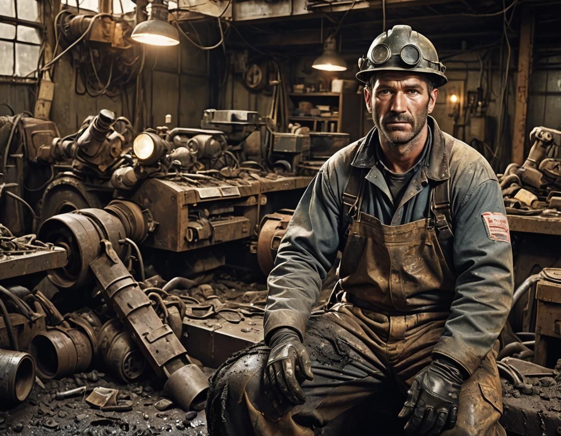 Rugged Laborer in the Factory