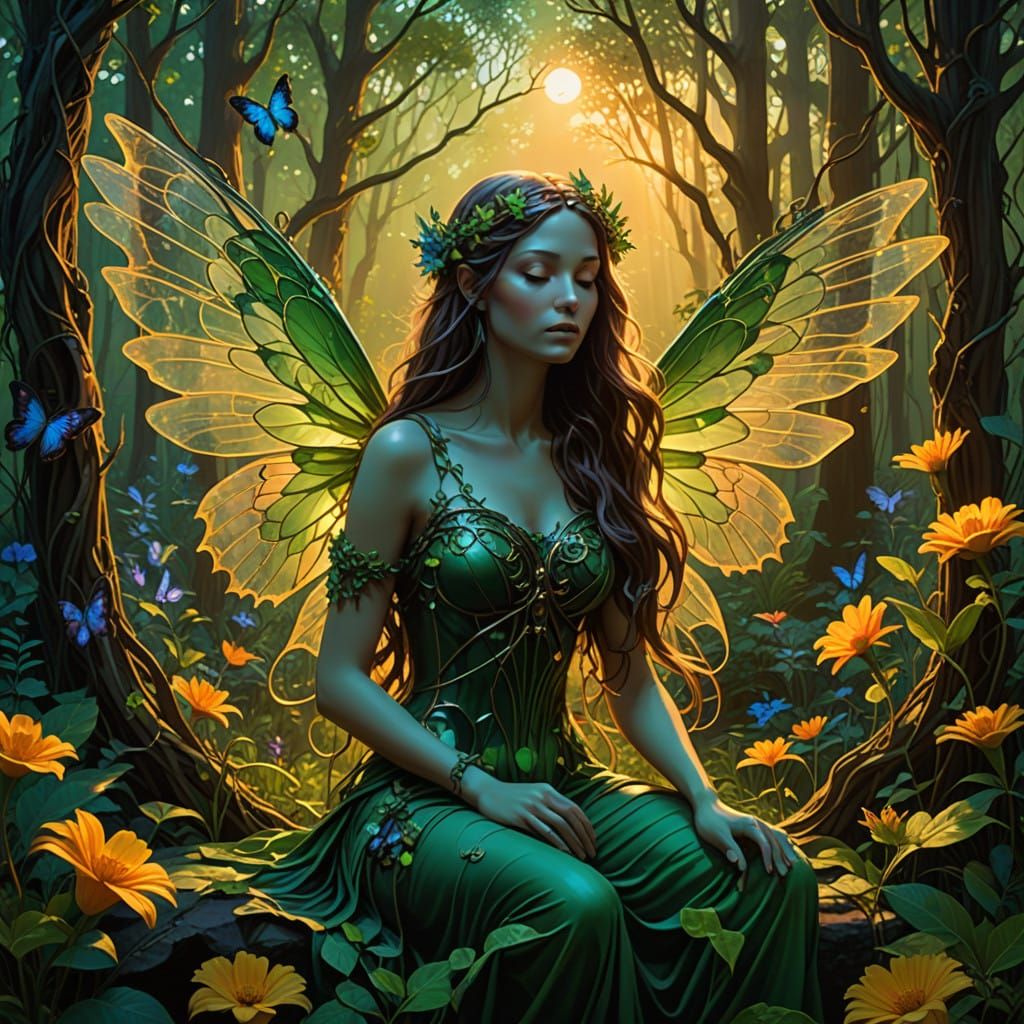 Surreal Forest Fairy Captive by Captivating Sunrise Beauty