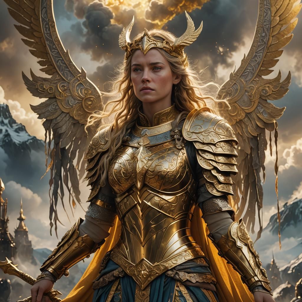 Goddess Freya Hanging Laundry in Valhalla