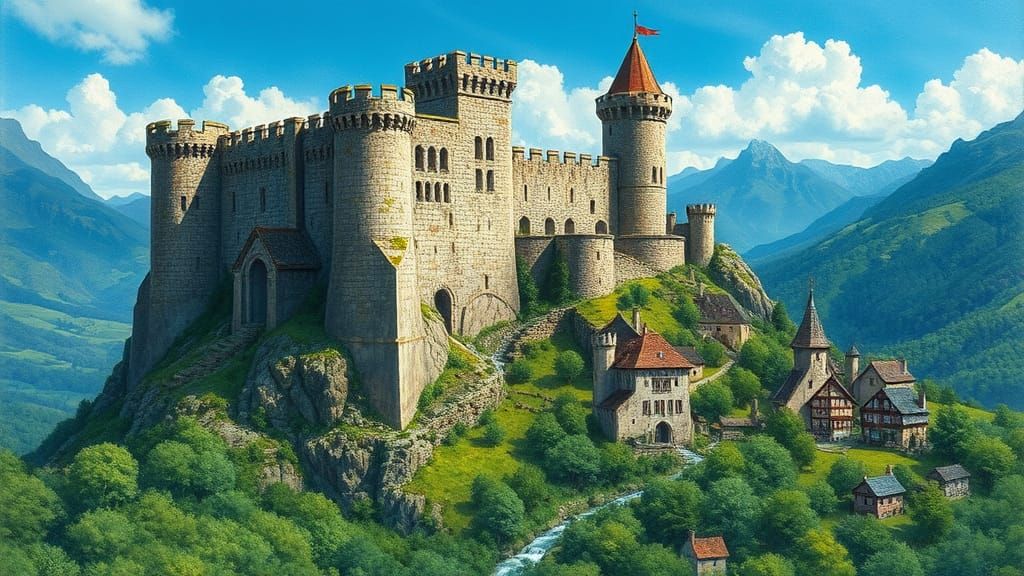 Medieval Castle in a Serene Landscape