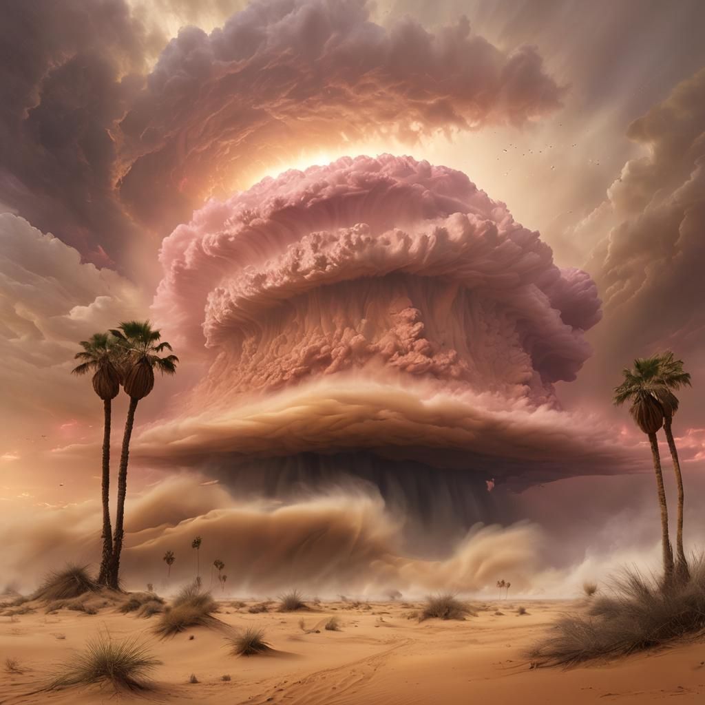 Surreal Desert Storm Sweeps Sahara in Dramatic Painting