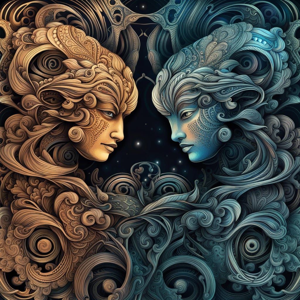 Gemini Zodiac Tattoo Art with Abstract Vector Design