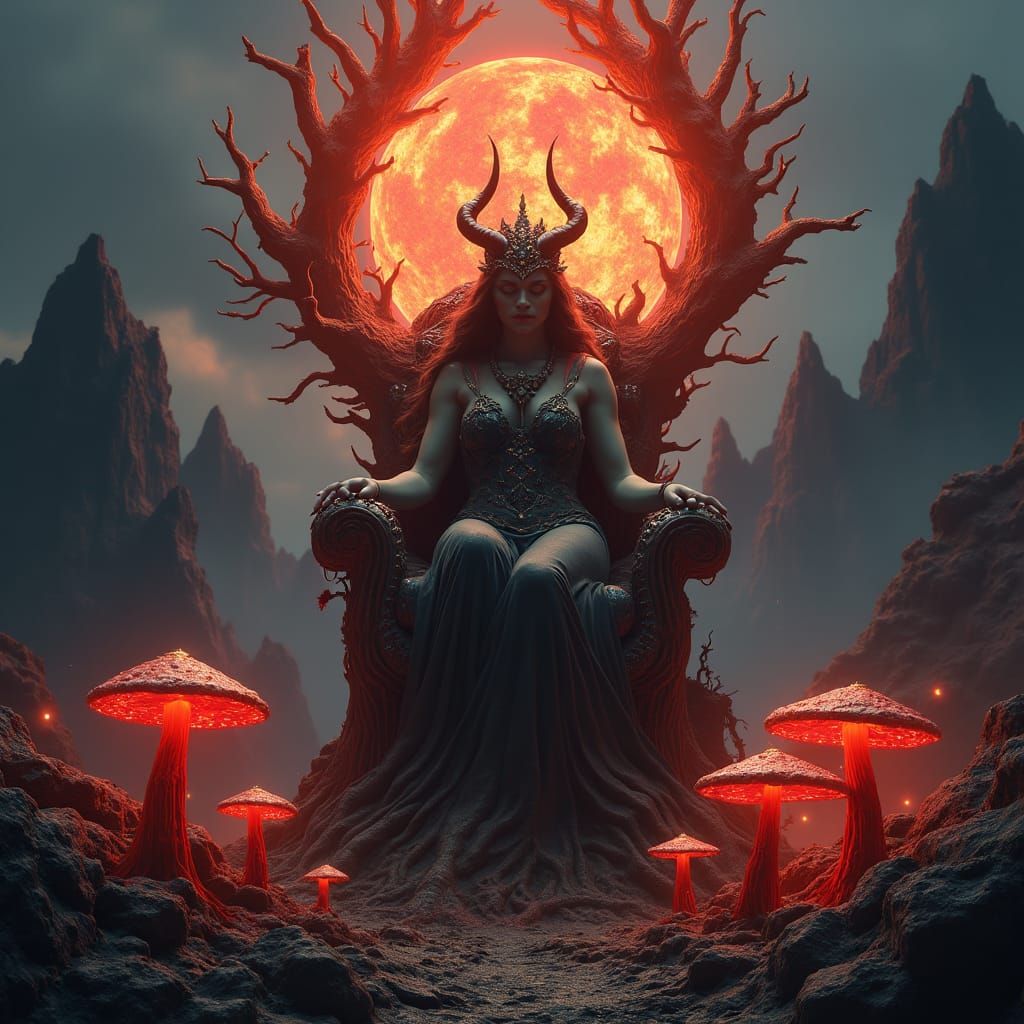 Persephone Enthroned in the Underworld: A Fantasy Portrait