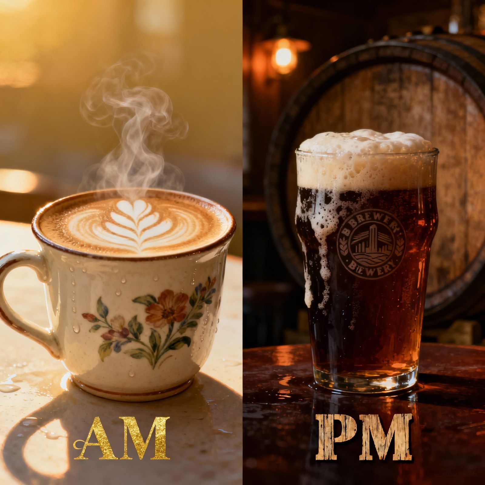 Morning Coffee and Evening Ale Split Screen