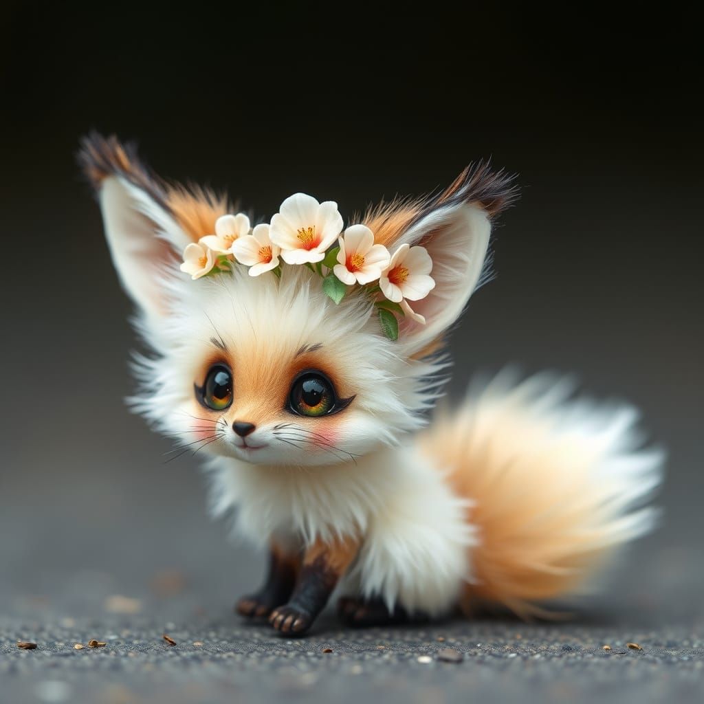 Whimsical Fox in Floral Crown, Inspired by Art Nouveau