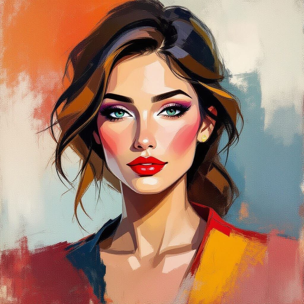 Expressive Semi-Abstract Portrait of a Woman