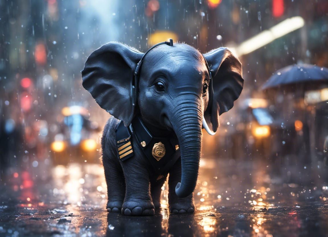 Cute Baby Elephant Police Officer on Patrol