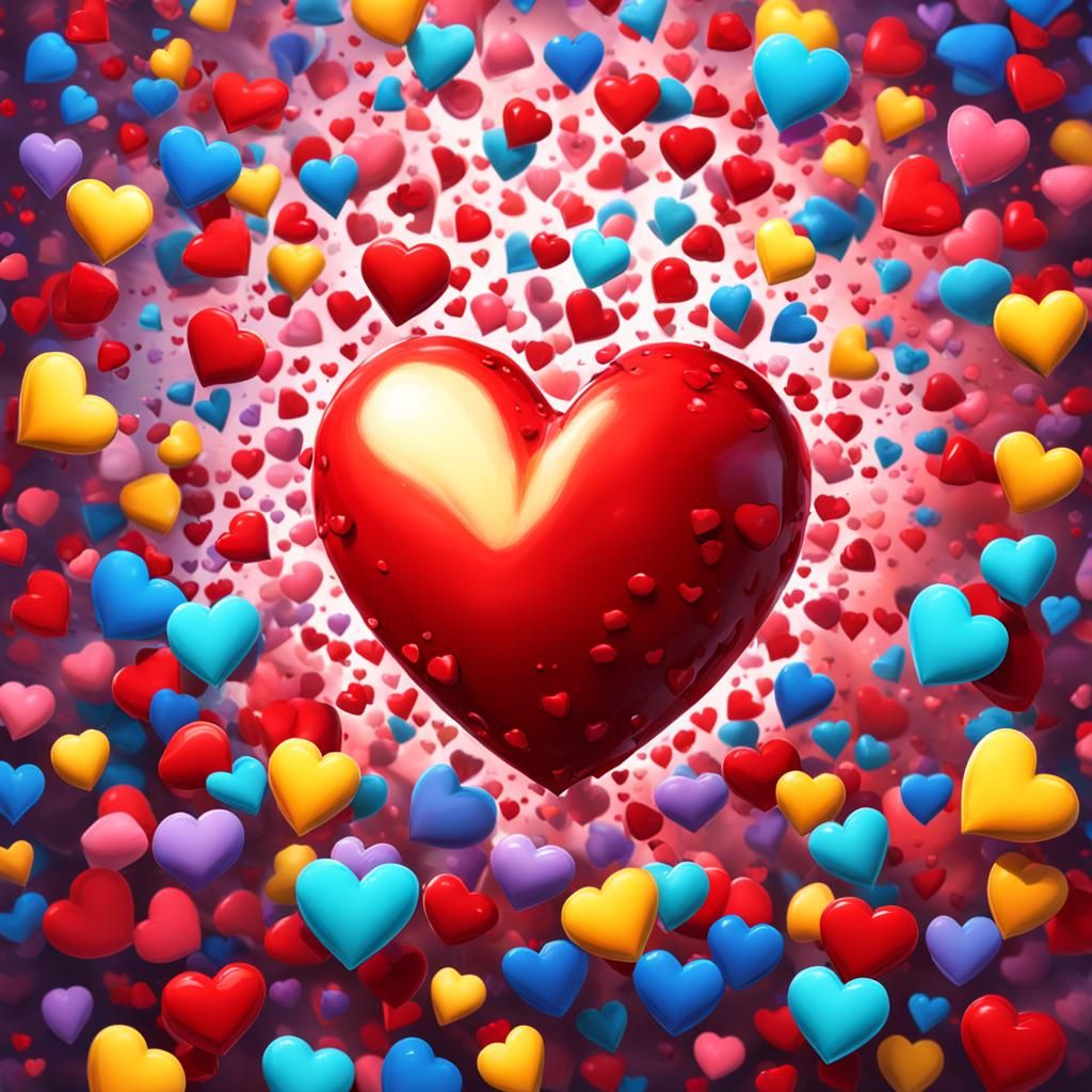 Hyperrealistic Heart Splash Art with Colorful Background