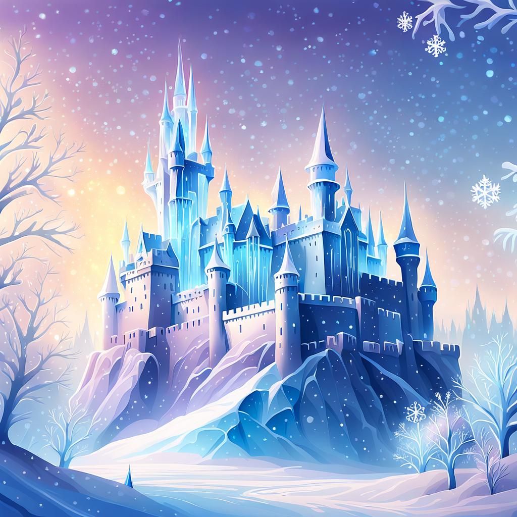 Majestic Ice Castle in Winter Wonderland