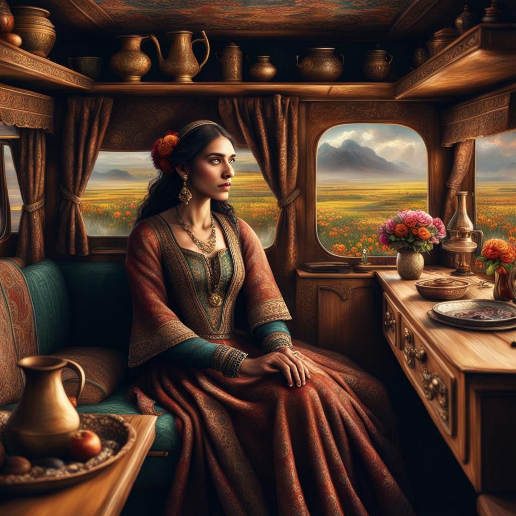 Roma Woman in Caravan: Digital Matte Painting
