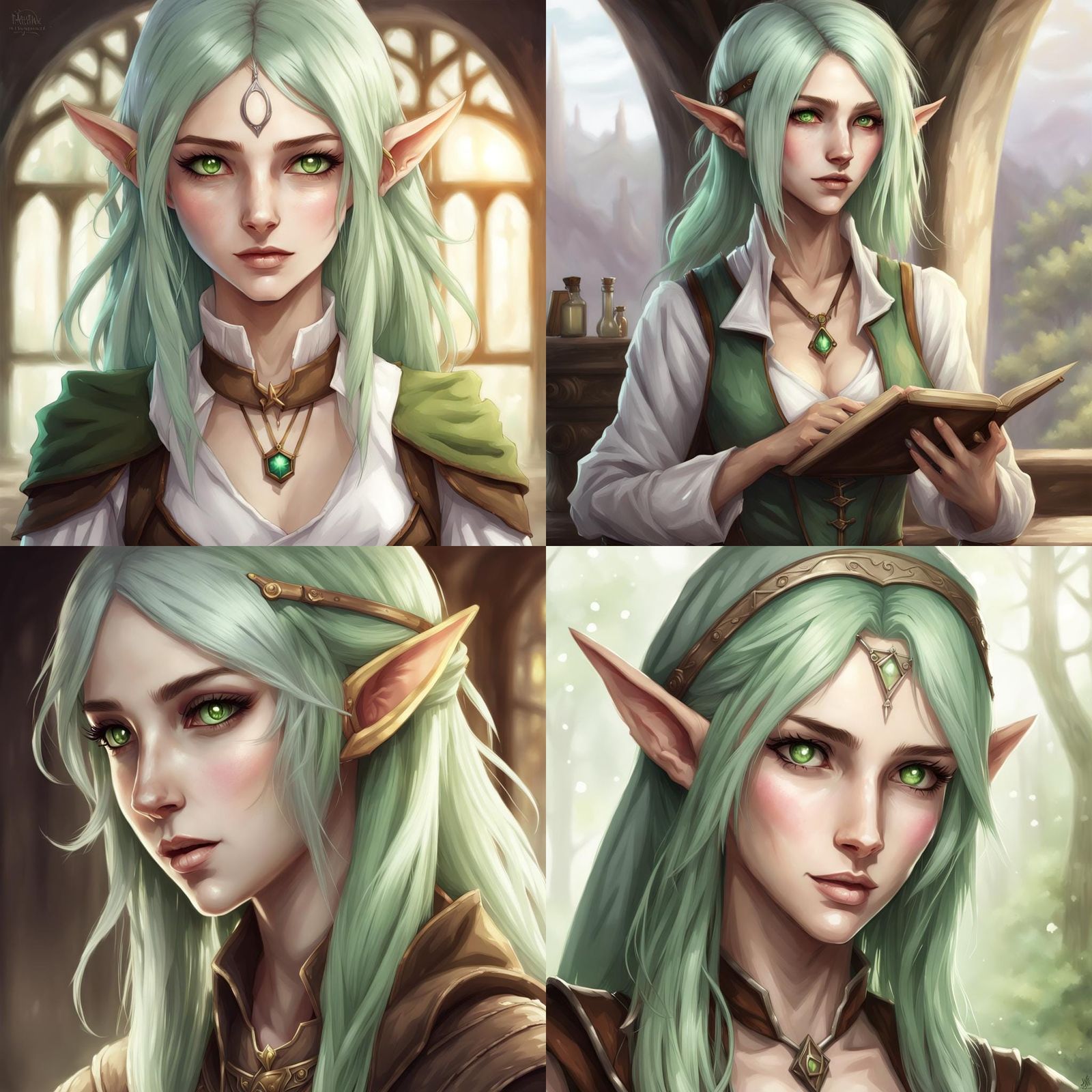 Half-Elf Alchemist with Pale Green Hair