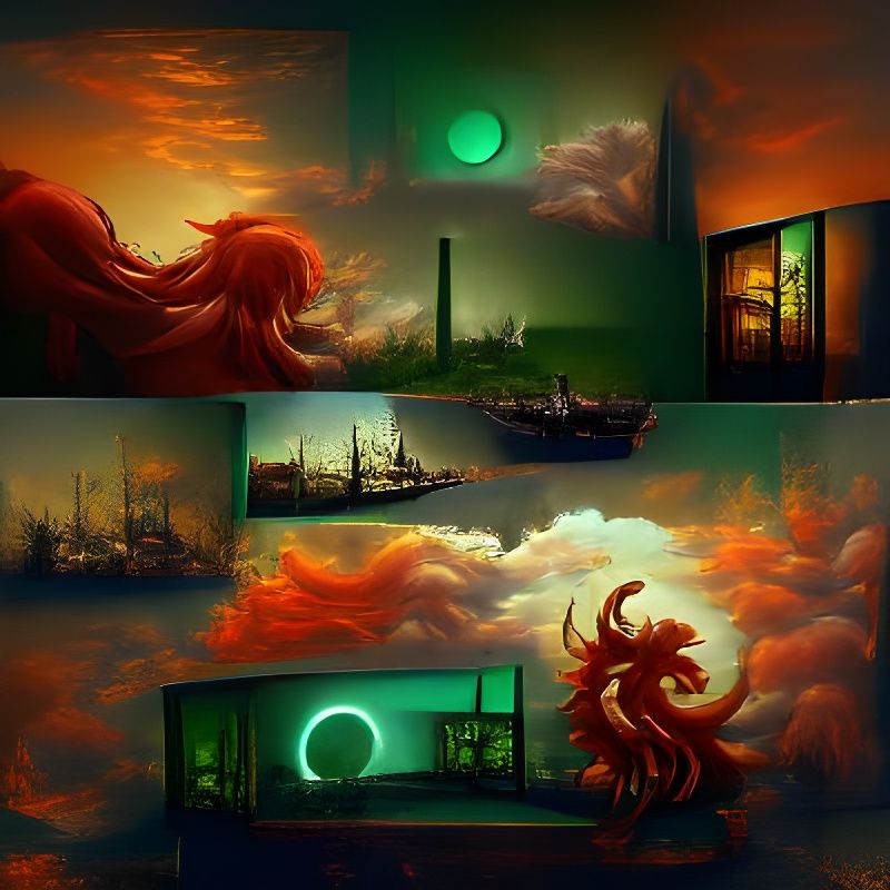 Melancholy Phoenix at Sunset: Detailed Matte Painting