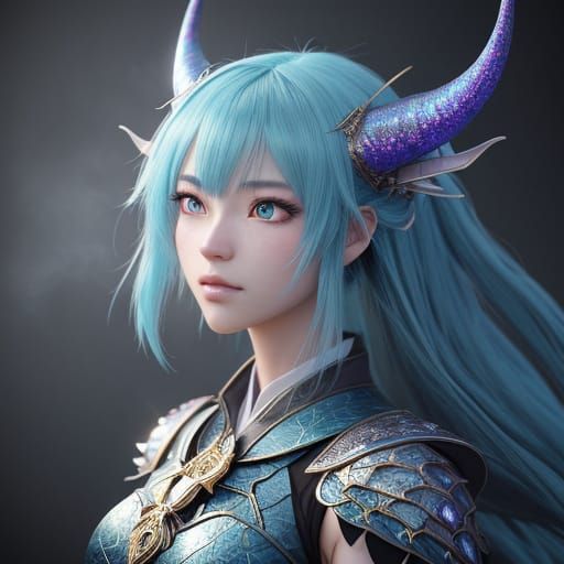 Cute Dragon Girl Anime Art with Ethereal Glow